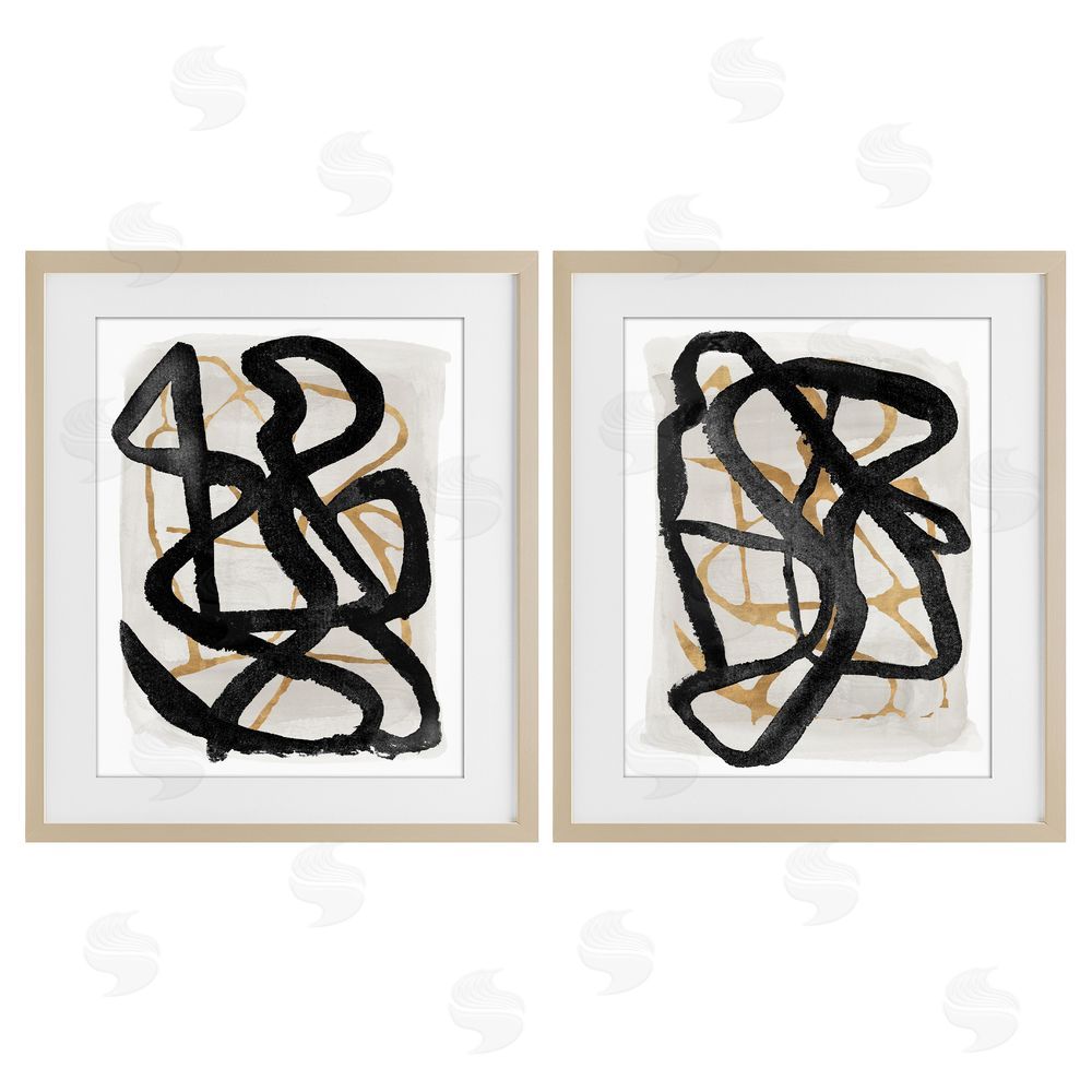 Sundance Graphics Contemporary Hindsight Squiggles Birch Framed Print Under Glass Wall Art