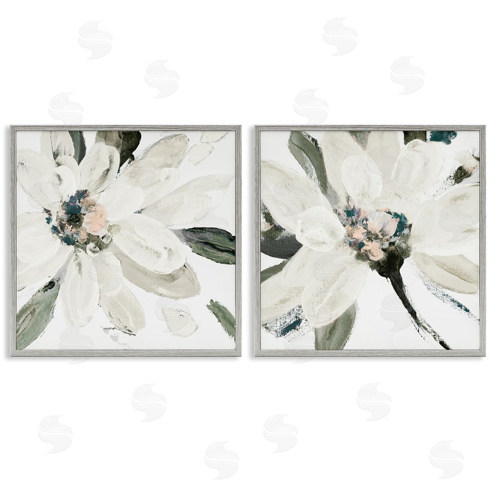 Sundance Graphics Naturally Blooming White Flowers Gray Framed Giclee Wall Art Print