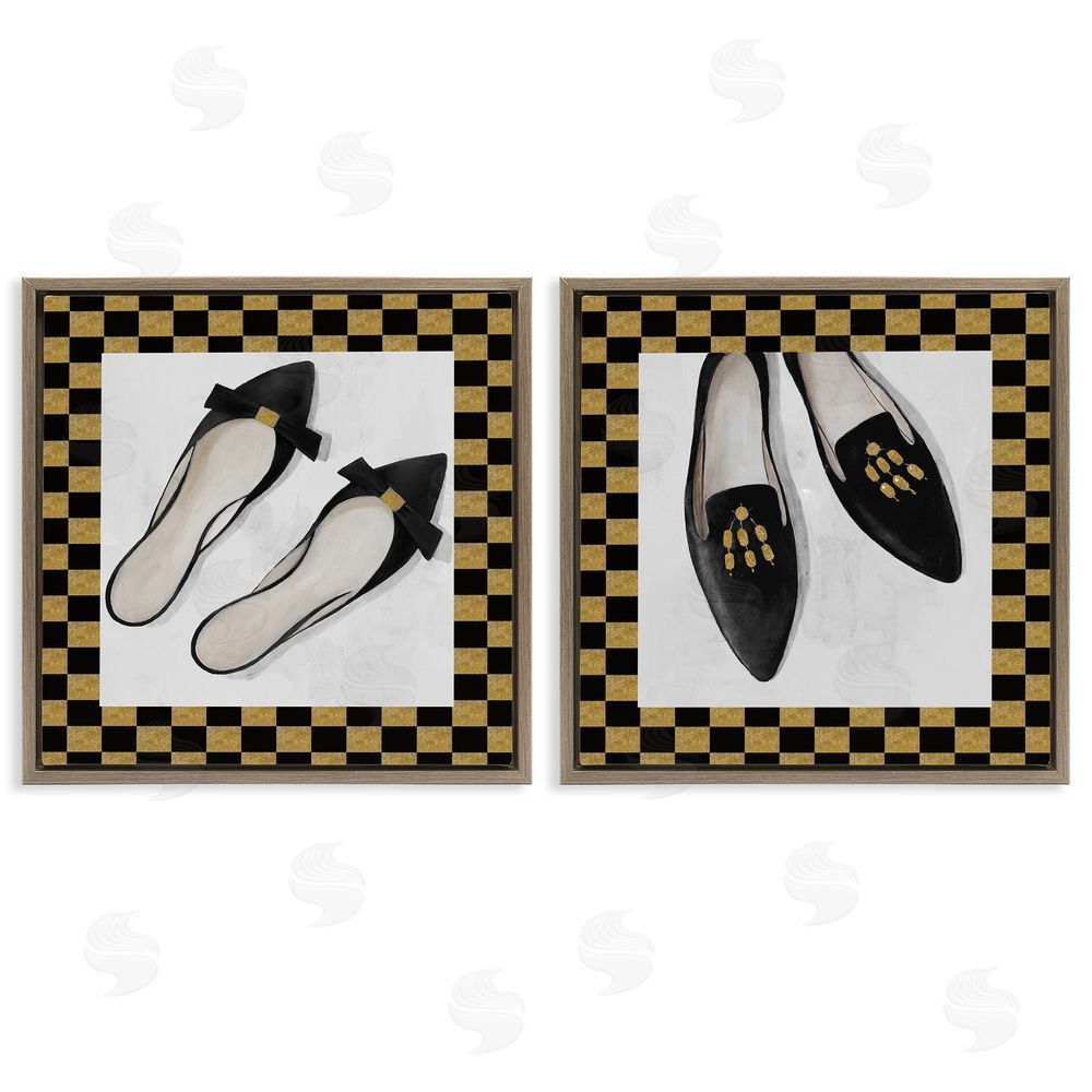 Sundance Graphics Black Flats & Sliders Brown Floating Frame Canvas Wall Art Print