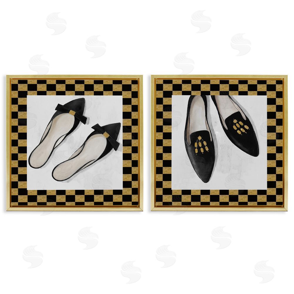Sundance Graphics Black Flats & Sliders Gold Floating Frame Canvas Wall Art Print