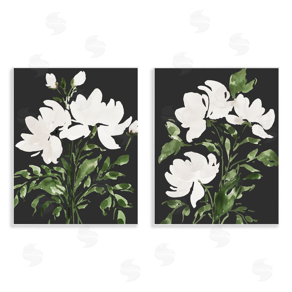Lucille Price White On Black Blooms Wall Plaque Art Print