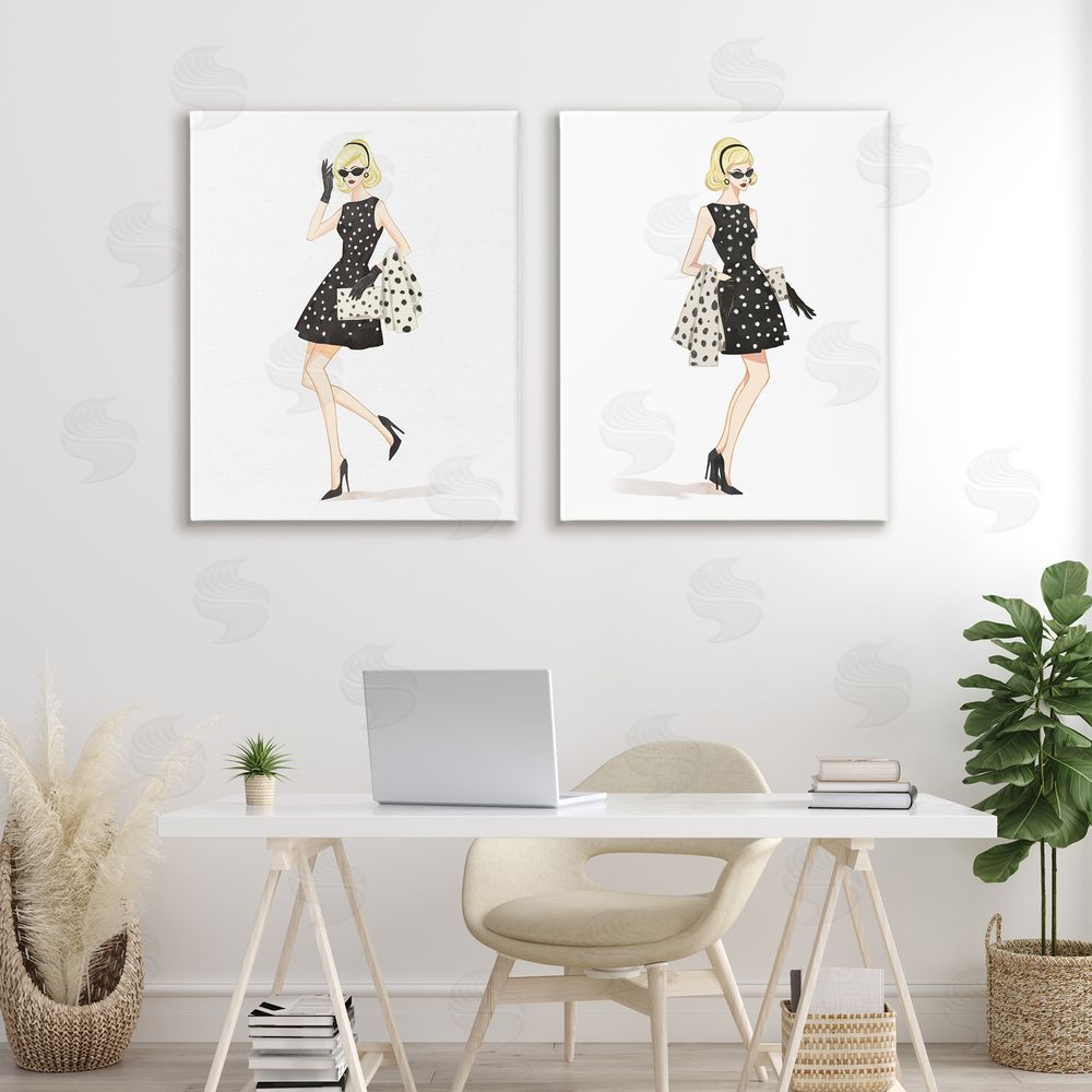 Ziwei Li Retro Glam Female Stretched Canvas Wall Art Print in Room
