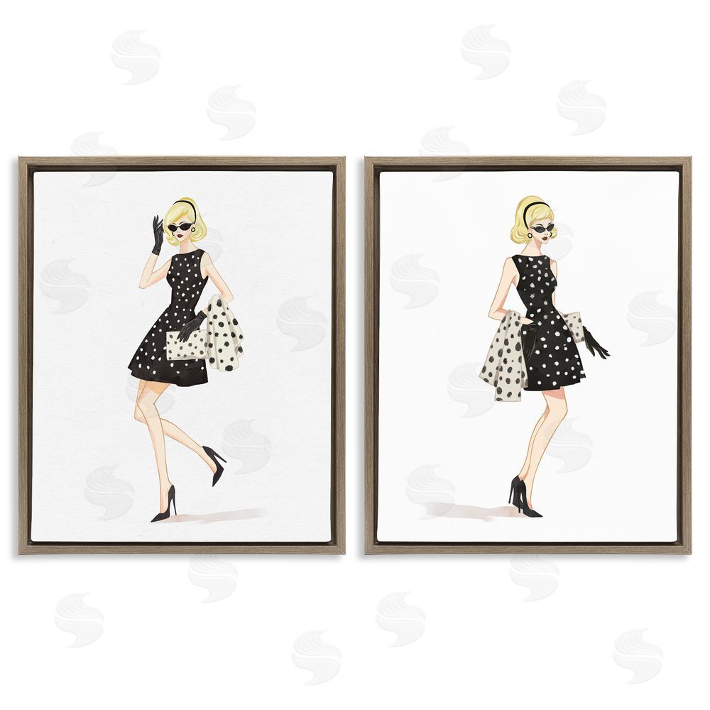 Ziwei Li Retro Glam Female Brown Floating Frame Canvas Wall Art Print