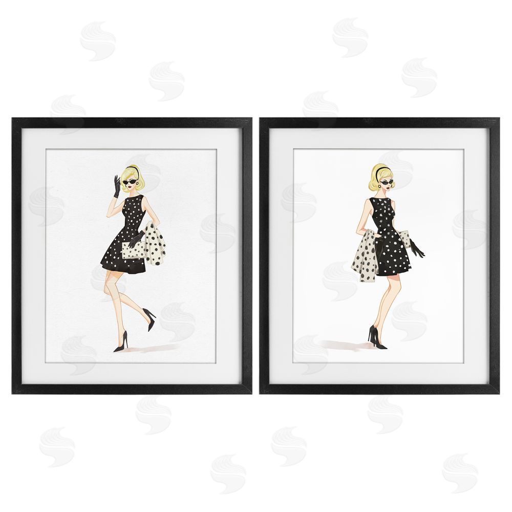 Ziwei Li Retro Glam Female Black Framed Print Under Glass Wall Art