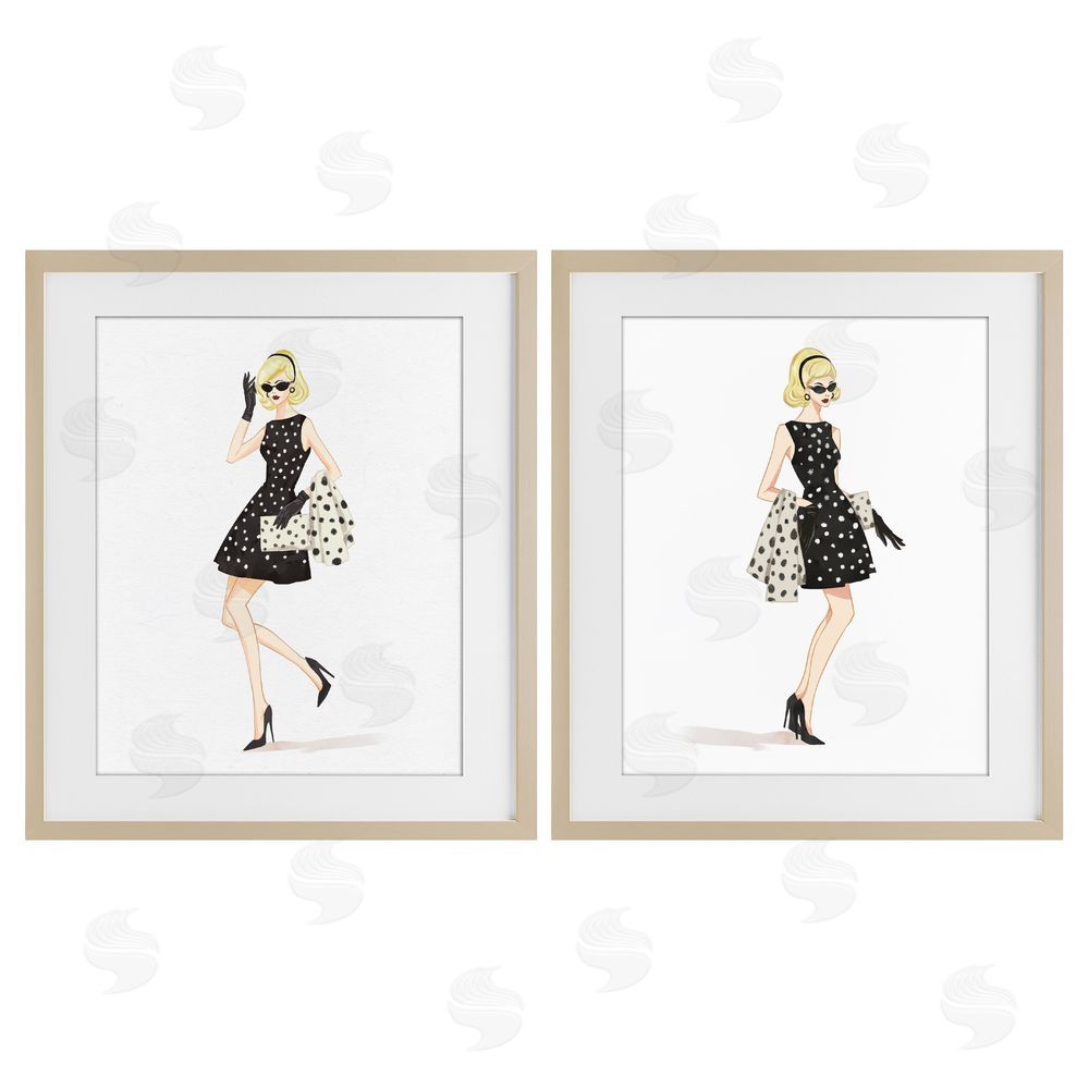 Ziwei Li Retro Glam Female Brown Framed Print Under Glass Wall Art