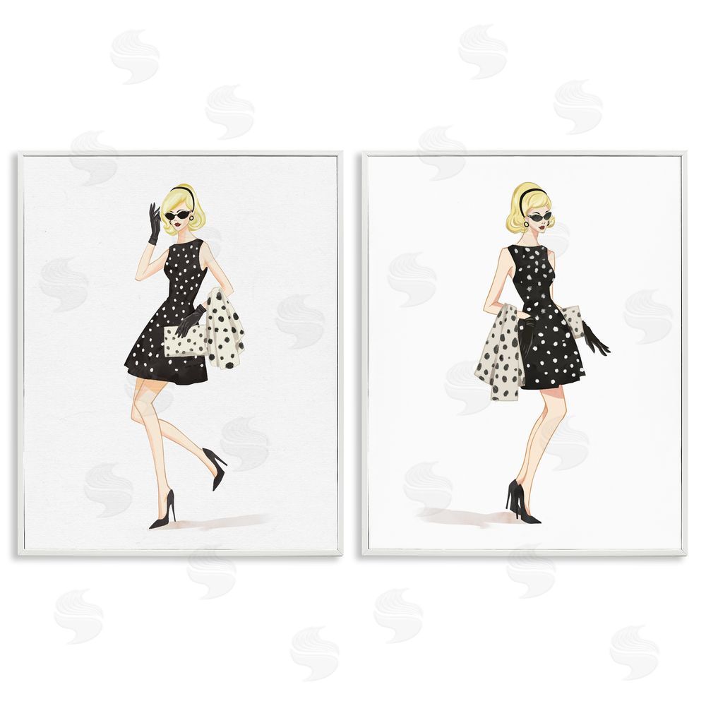 Ziwei Li Retro Glam Female White Framed Giclee Wall Art Print