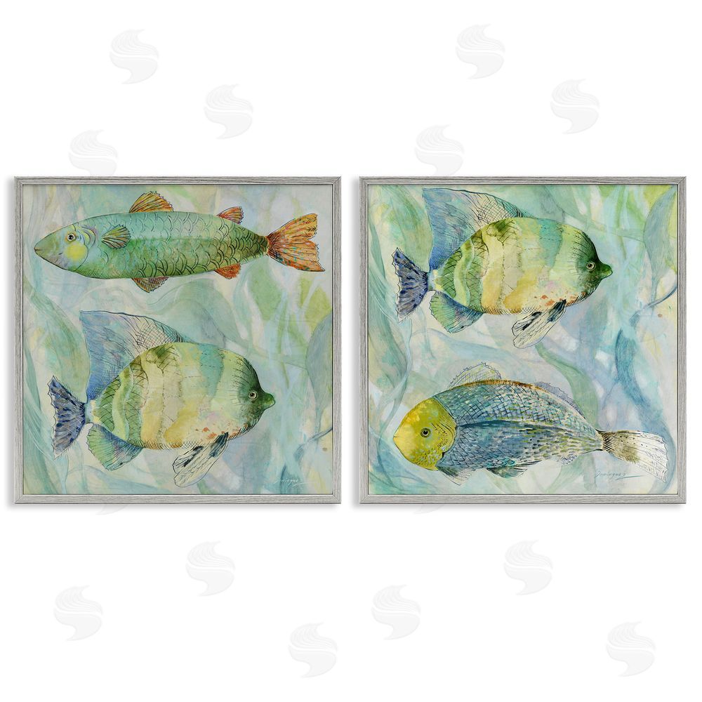 Lorenzo Collective Sweet Fish Aquatics Gray Framed Giclee Wall Art Print