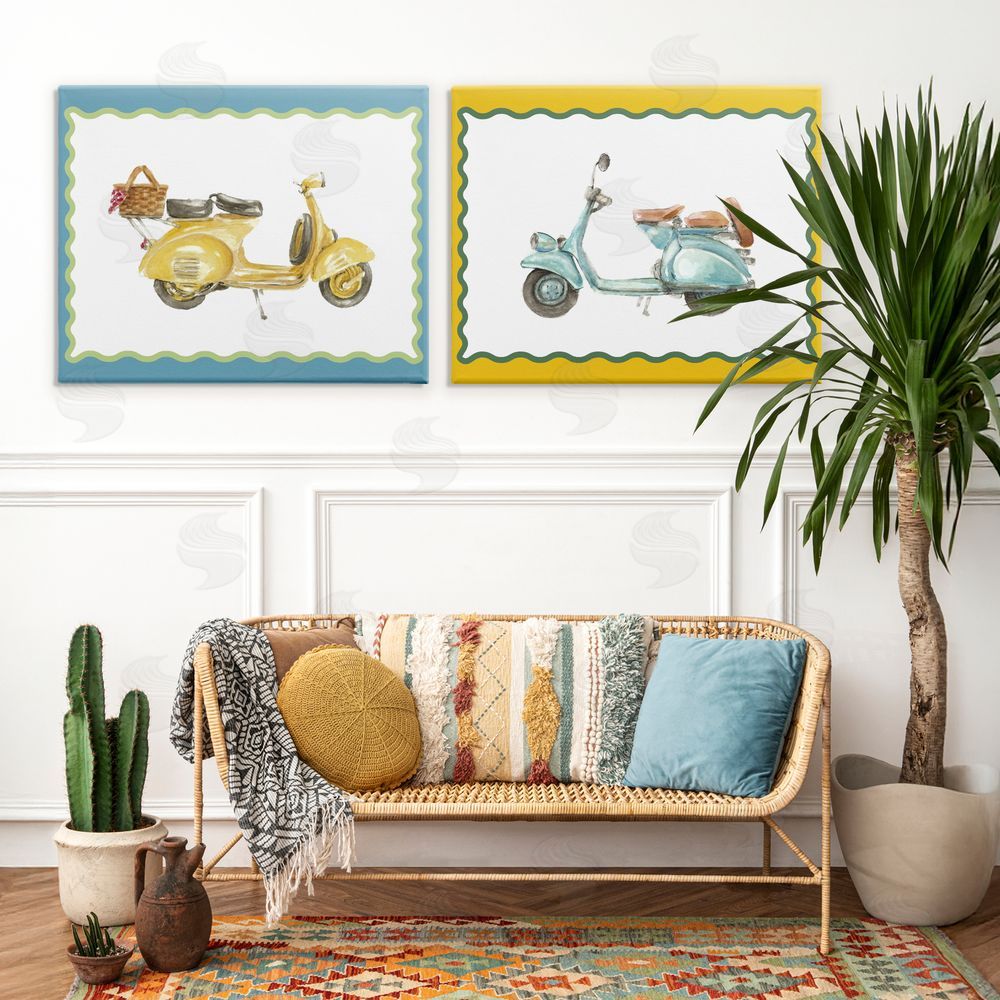 Lanie Loreth Wavy Bordered Scooters Stretched Canvas on Wall