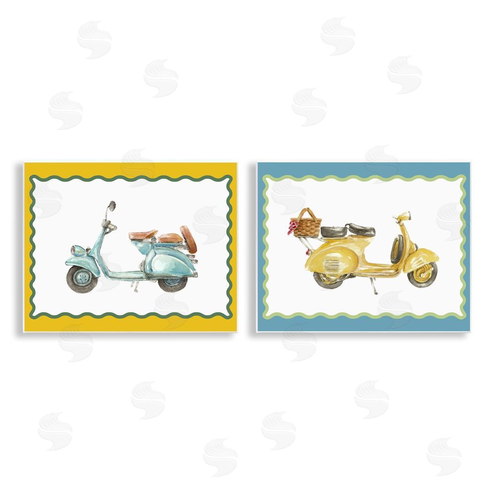 Lanie Loreth Wavy Bordered Scooters Wall Plaque Printed Art