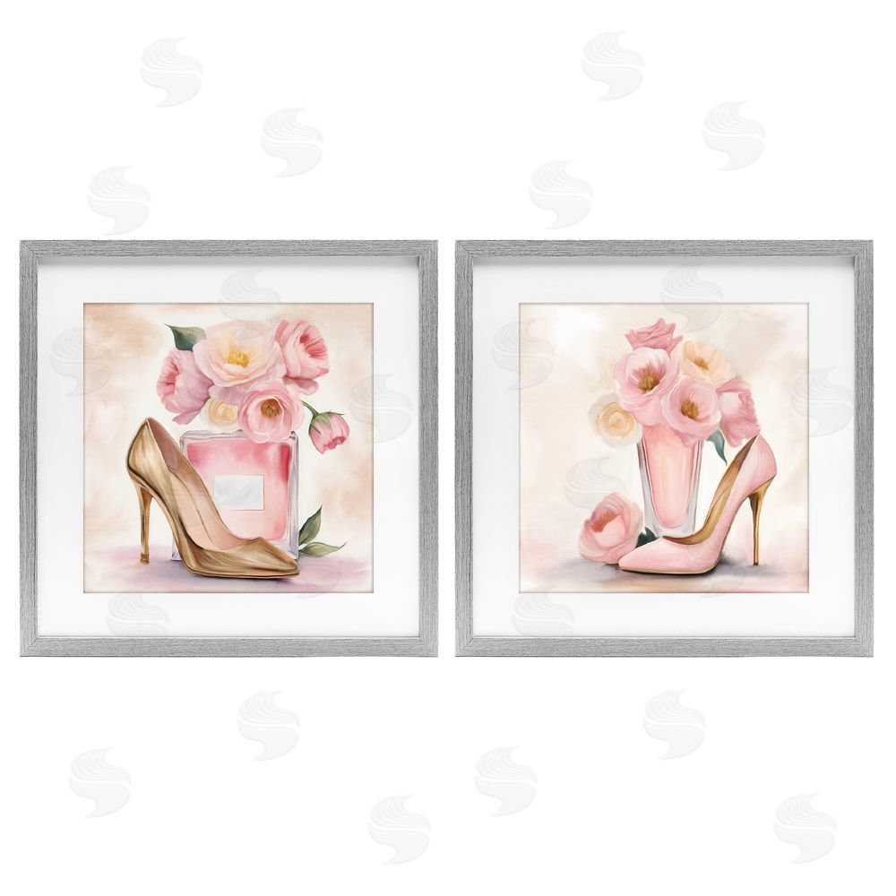 Kim Allen Blush Pink Beauty Gray Framed Print Under Glass Wall Art