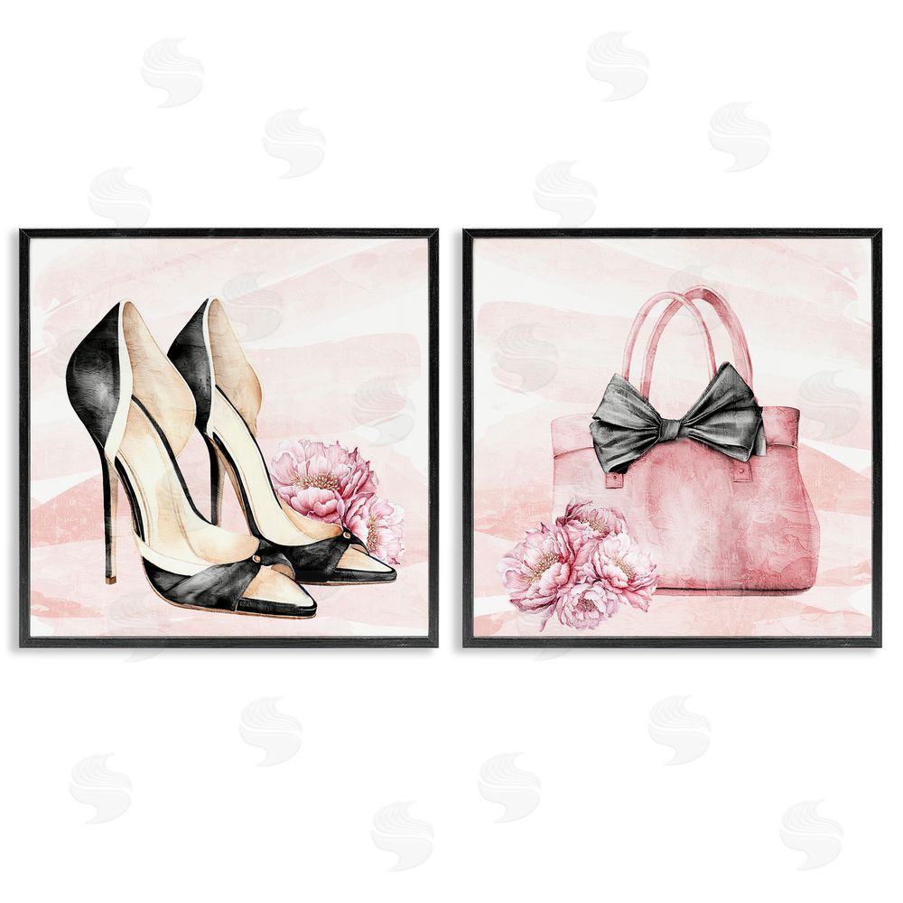 Kim Allen Rosy Glam Time Shoes Black Framed Giclee Wall Art Print