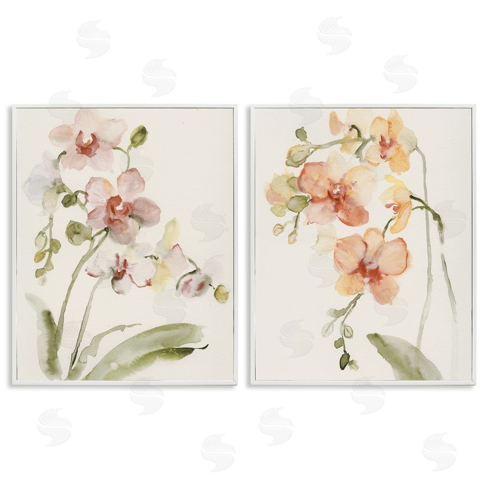 Victoria Barnes Delicate Orchids in Bloom White Framed Giclee Wall Art Print
