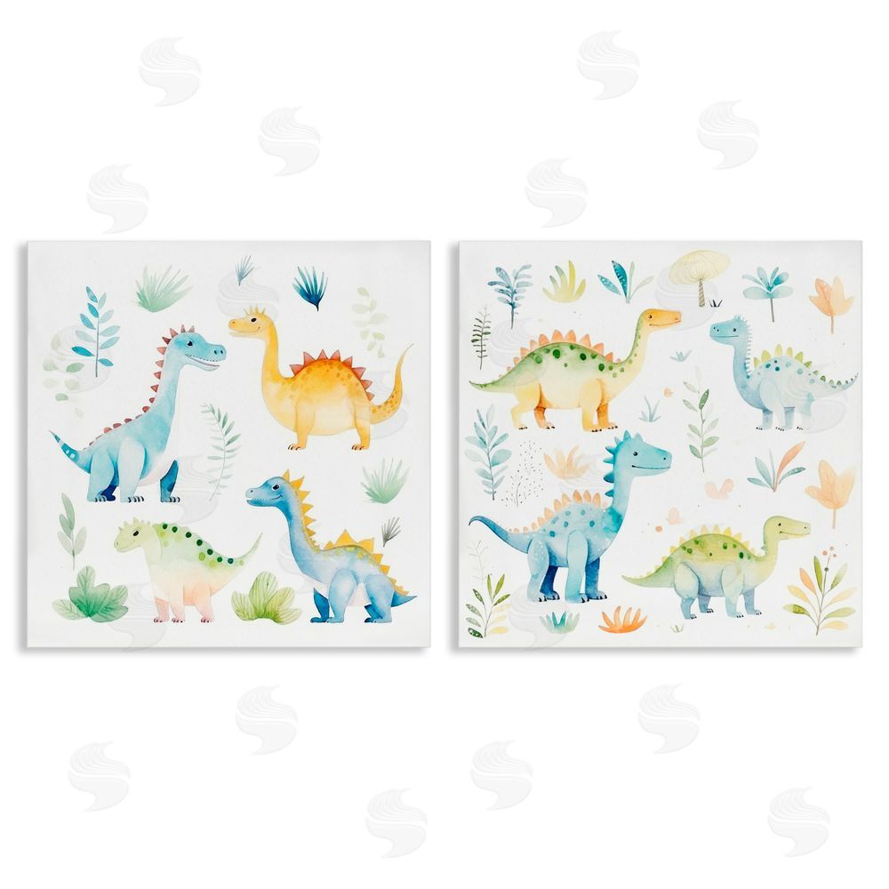 Lazar Studio Playful Dinosaur Wonders Stretched Canvas Wall Art