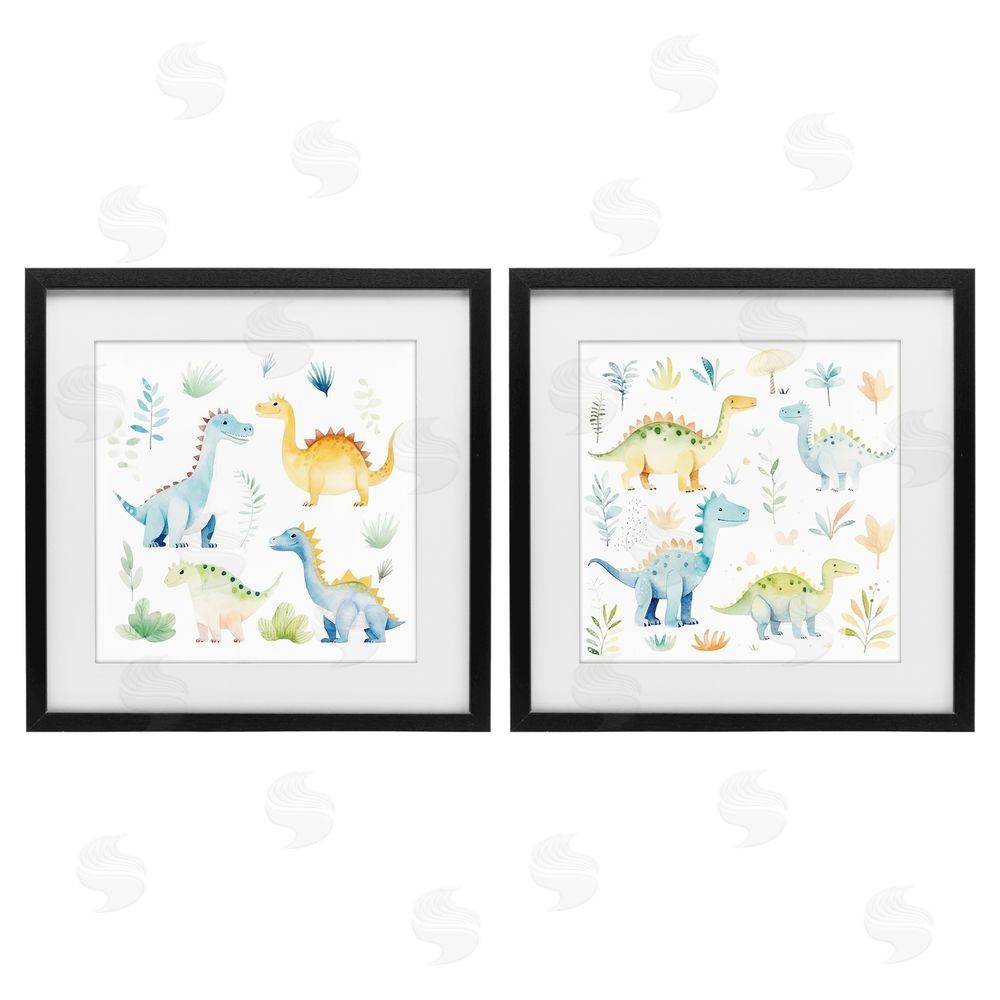 Lazar Studio Playful Dinosaur Wonders Black Framed Print Under Glass Wall Art