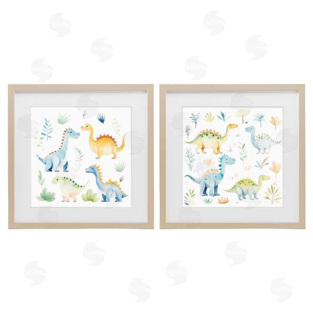 Lazar Studio Playful Dinosaur Wonders Brown Framed Print Under Glass Wall Art