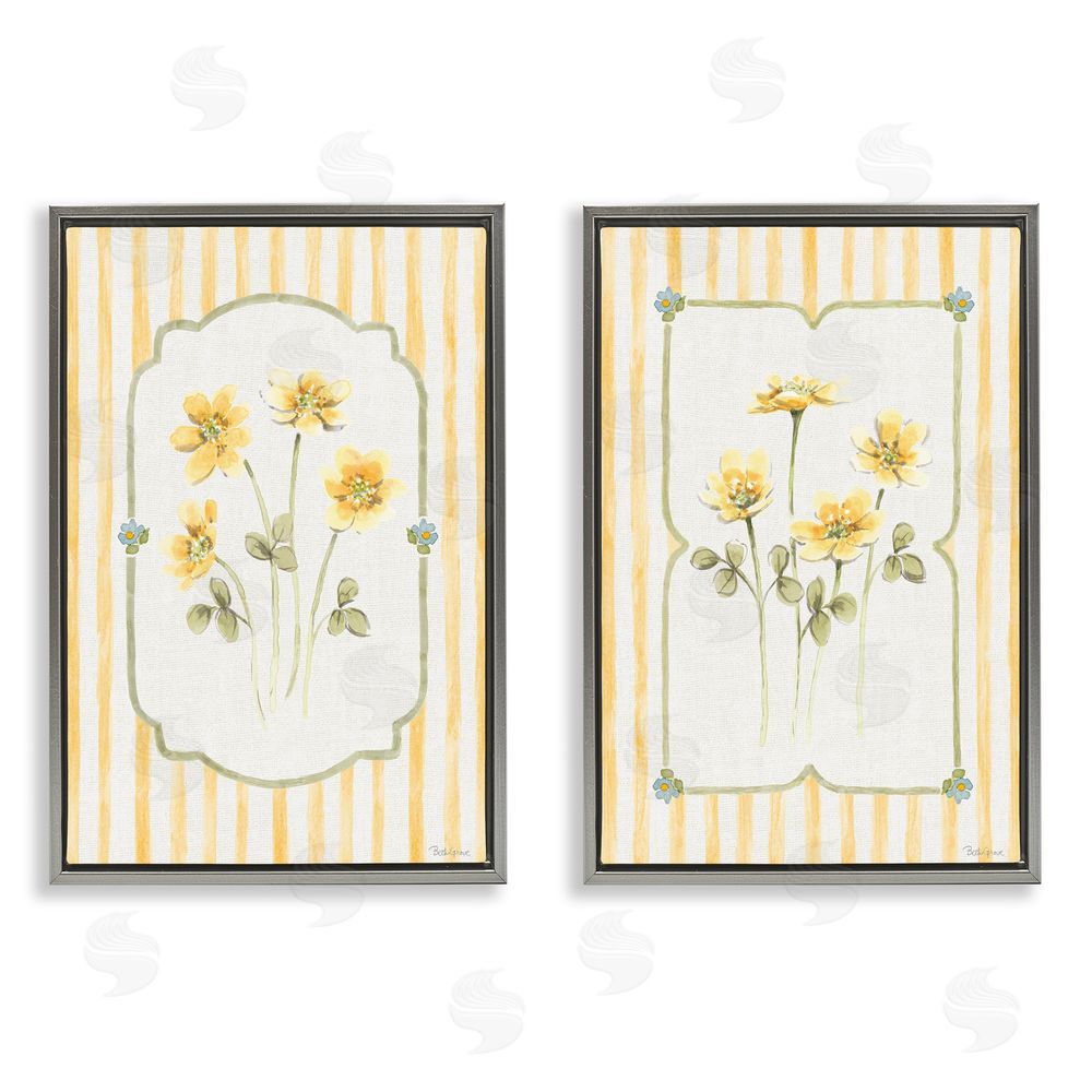 Beth Grove Sweet Honey Blooms Gray Floating Framed Canvas Wall Art Print