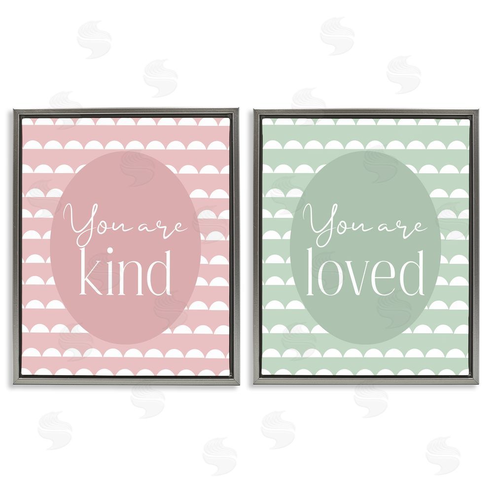 Christine Simpson Art Pastel Kind & Loved Gray Floating Frame Canvas Wall Art Print