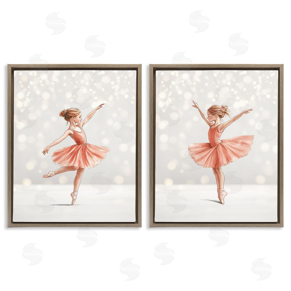 Christine Simpson Art Dancers In The Light Brown Floating Frame Canvas Wall Art Print