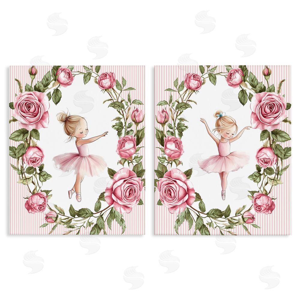 Christine Simpson Art Little Rose Dancers Stretched Canvas Wall Art Print