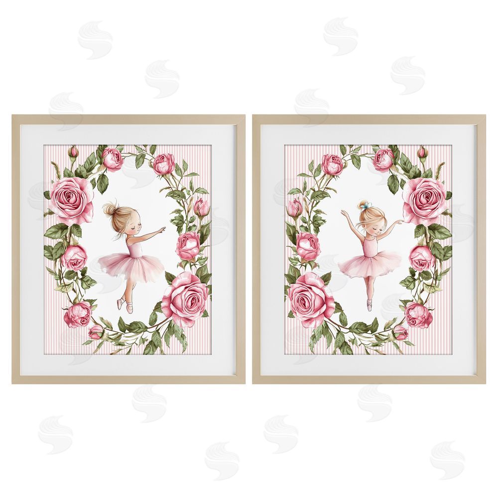 Christine Simpson Art Little Rose Dancers Brown Framed Print Under Glass Wall Art