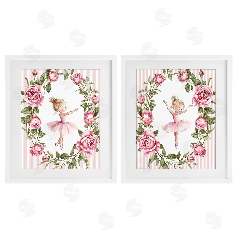 Christine Simpson Art Little Rose Dancers White Framed Print Under Glass Wall Art