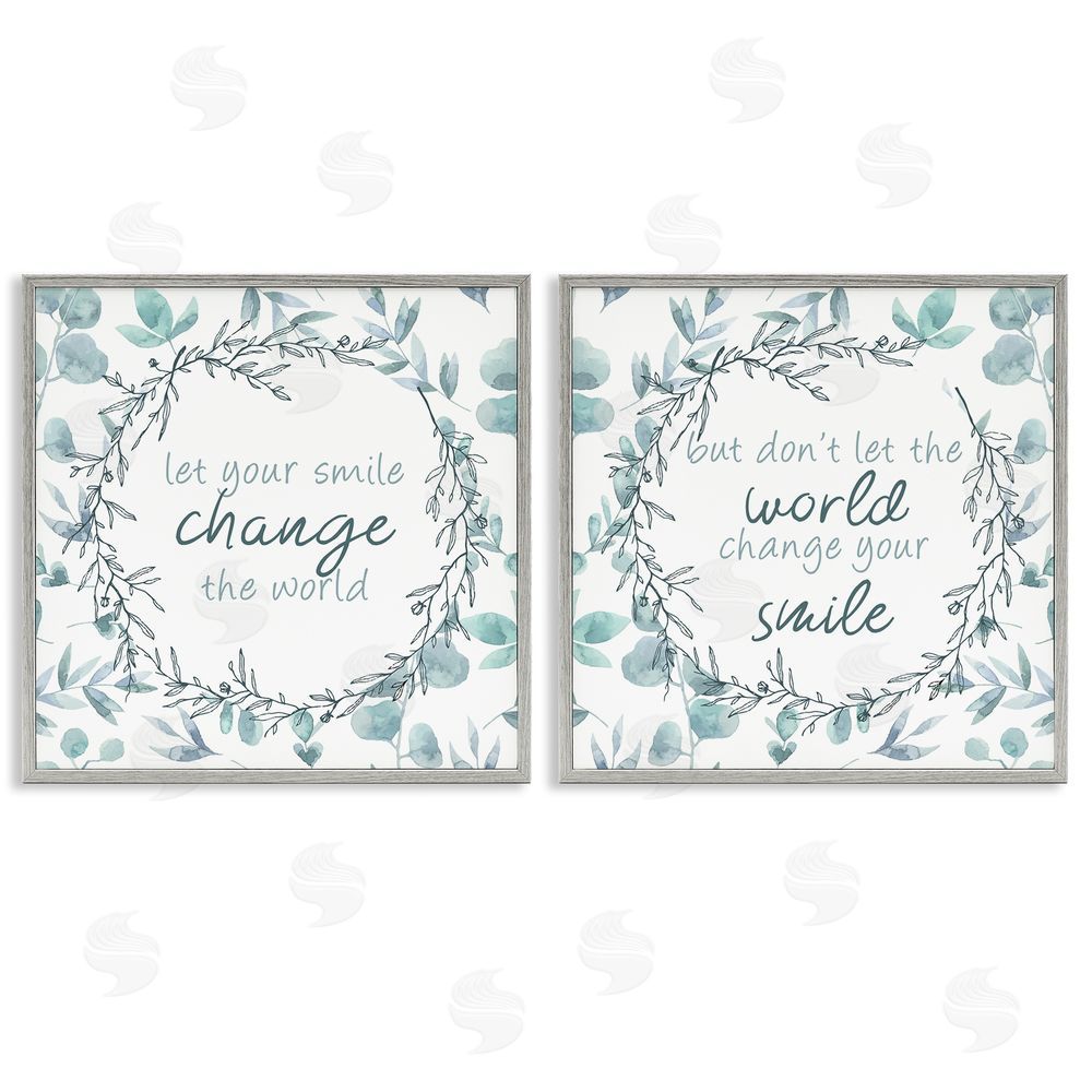 Kim Allen Inspirational Smile Quotes Gray Framed Giclee Wall Art Print