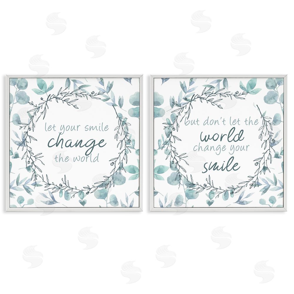 Kim Allen Inspirational Smile Quotes White Framed Giclee Wall Art Print