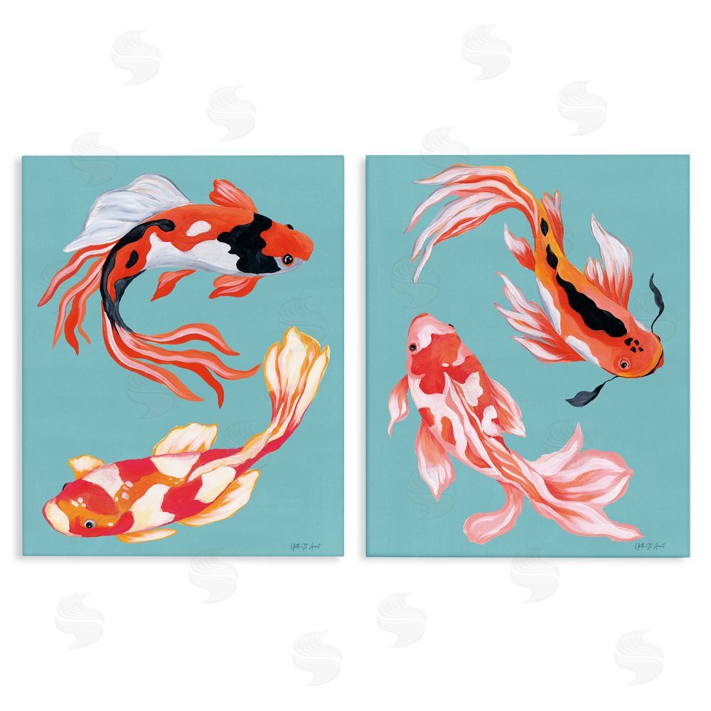 Yvette St. Amant Colorful Twin Koi Stretched Canvas Wall Art Print