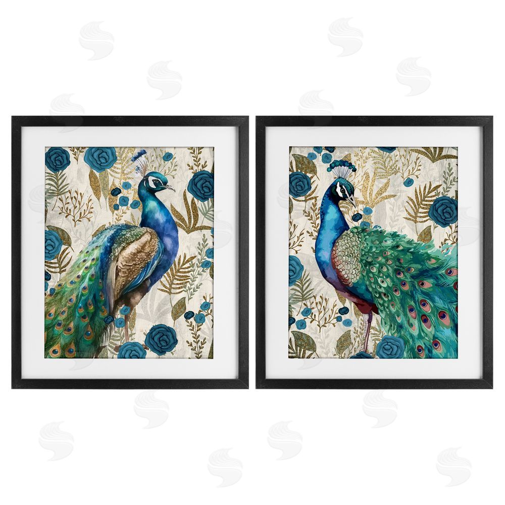 Kim Allen Floral Peacock Pride Black Framed Print Under Glass Wall Art