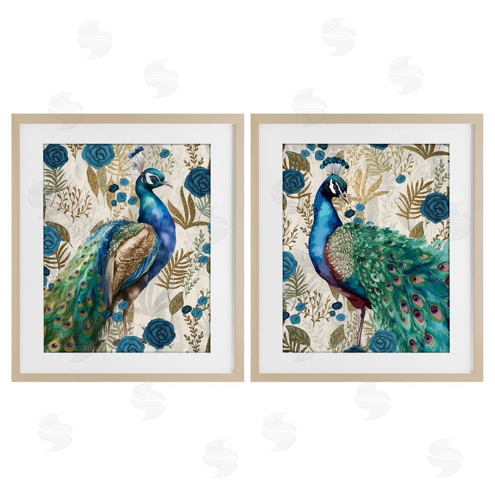 Kim Allen Floral Peacock Pride Brown Framed Print Under Glass Wall Art
