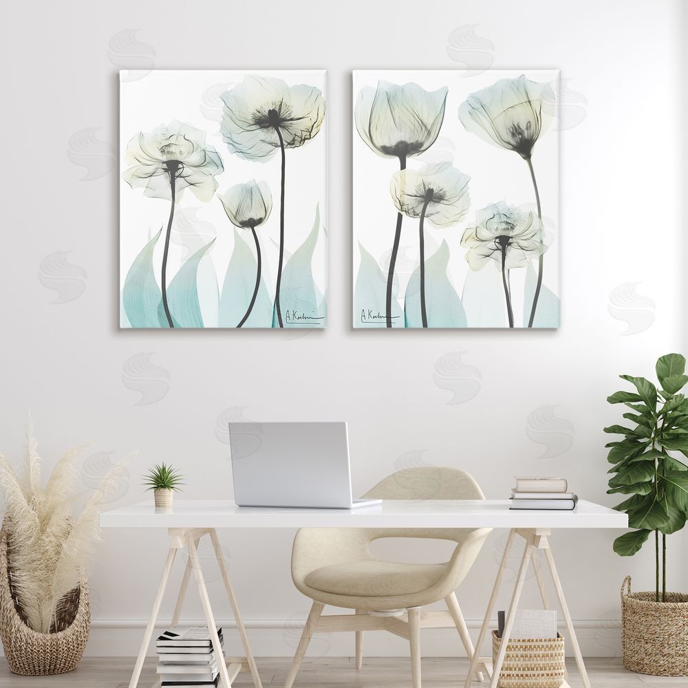 Albert Koetsier Luxury Of Creation Flowers Stretched Cavas Wall Art Set in Room