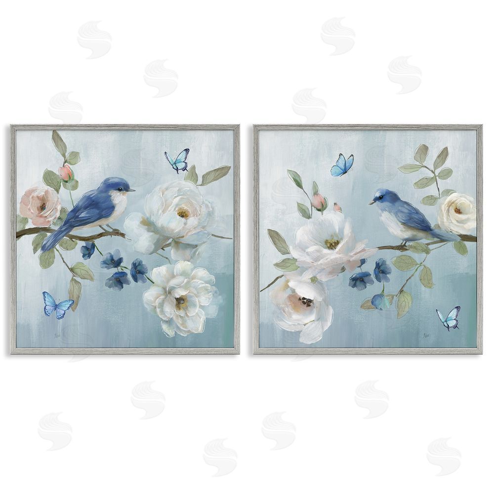 Nan Nature's Tranquility Florals Gray Framed Giclee Wall Art Print