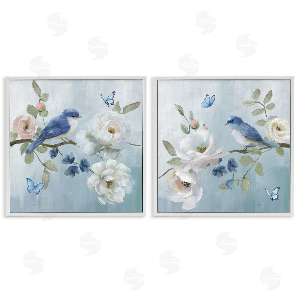 Nan Nature's Tranquility Florals White Framed Giclee Wall Art Print