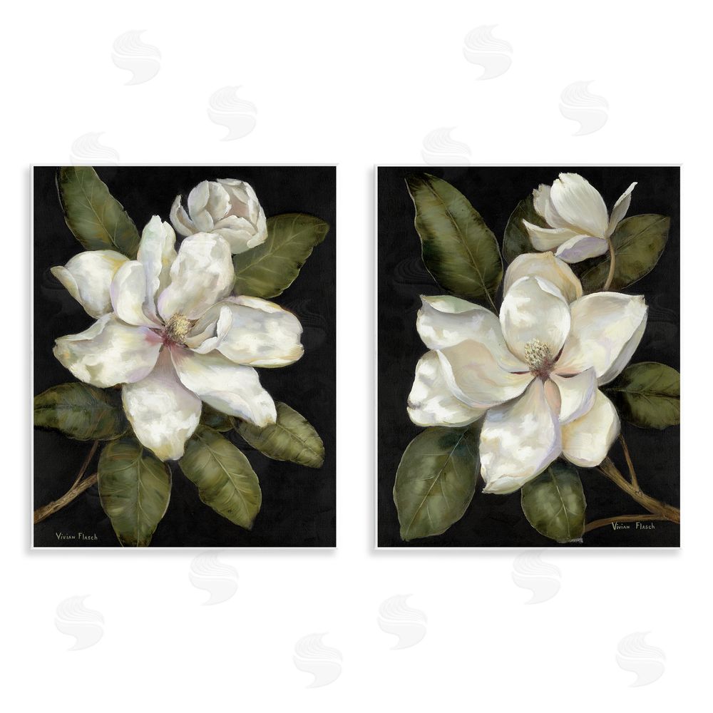 Nan Magnolia Buds & Blooms Wooden Wall Plaque Art Print