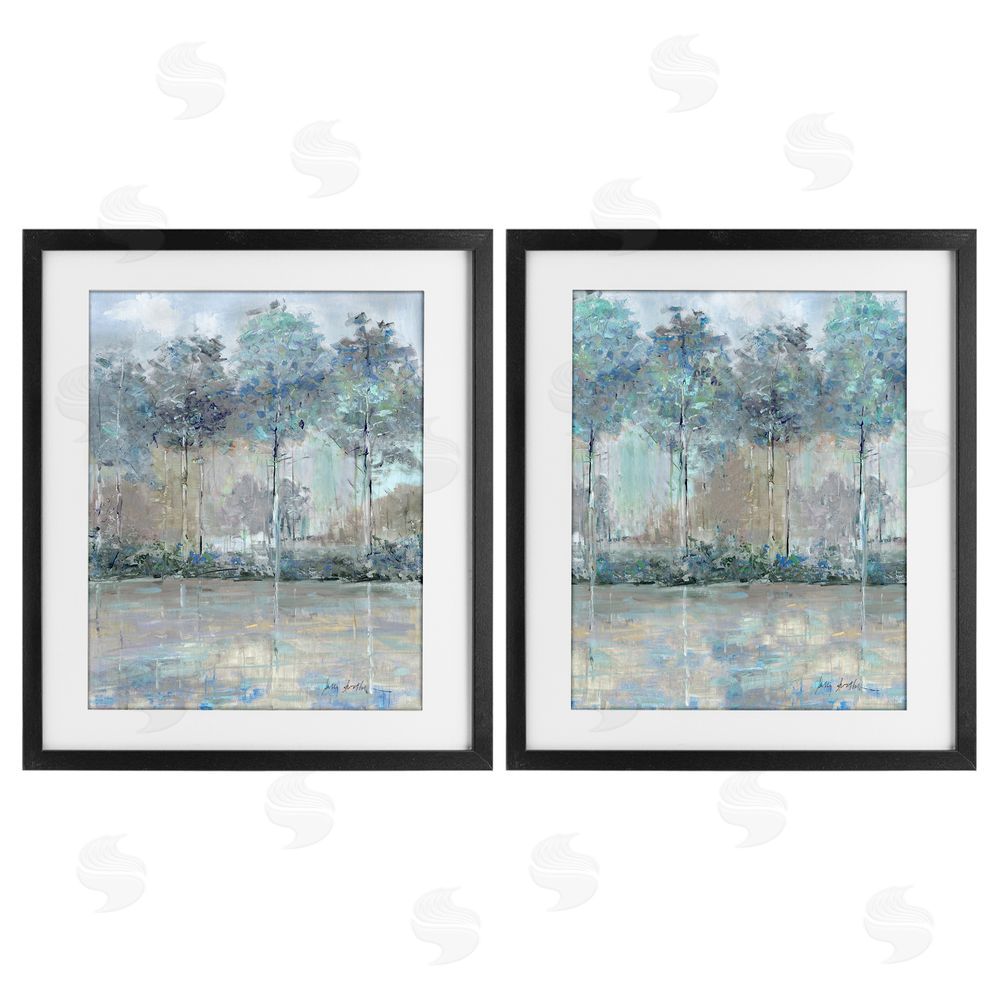 Sally Swatland Subdued Tree Landscape Impression Black Framed Print Under Glass Wall Art