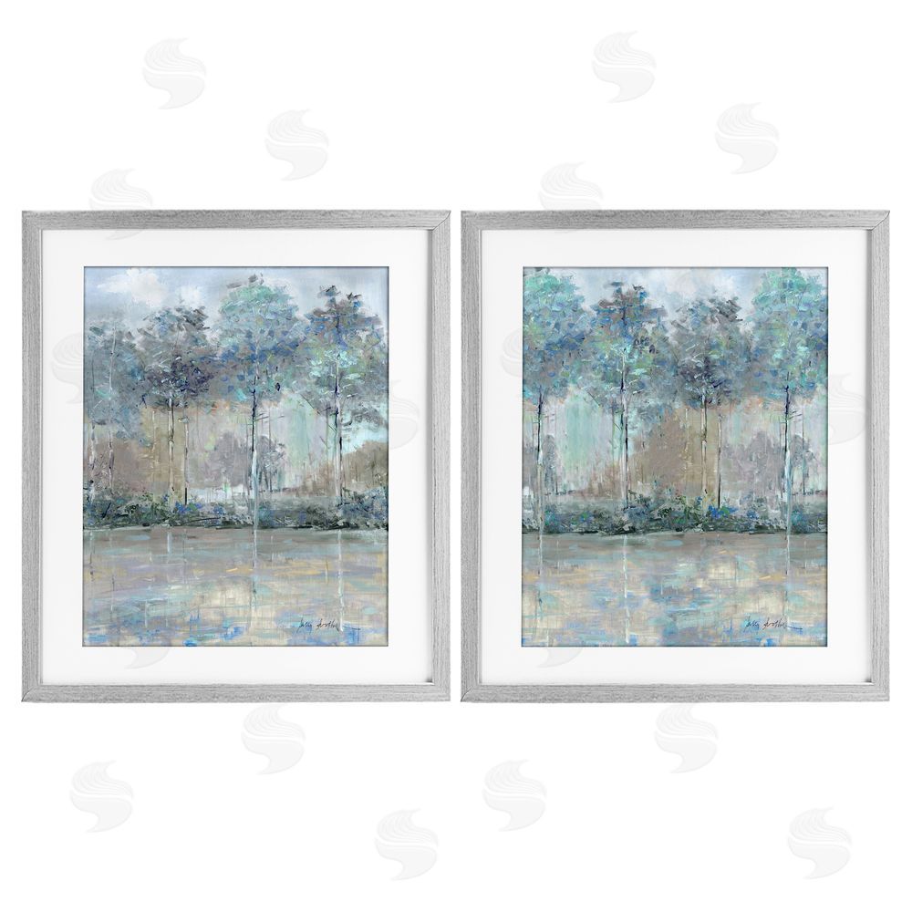 Sally Swatland Subdued Tree Landscape Impression Gray Framed Print Under Glass Wall Art