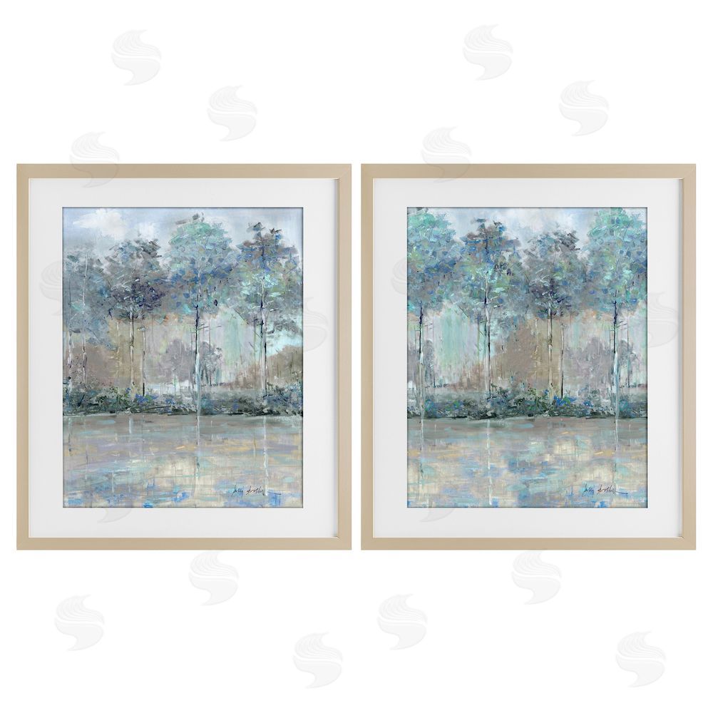 Sally Swatland Subdued Tree Landscape Impression Brown Framed Print Under Glass Wall Art