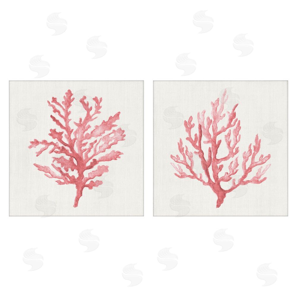 Janet Tava Rosy Pink Coral Branches Stretched Canvas Wall Art Print