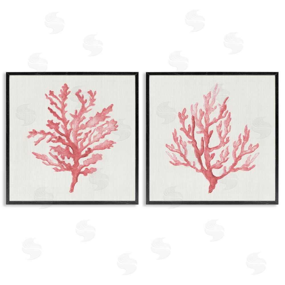 Janet Tava Rosy Pink Coral Branches Black Framed Giclee Wall Art Print