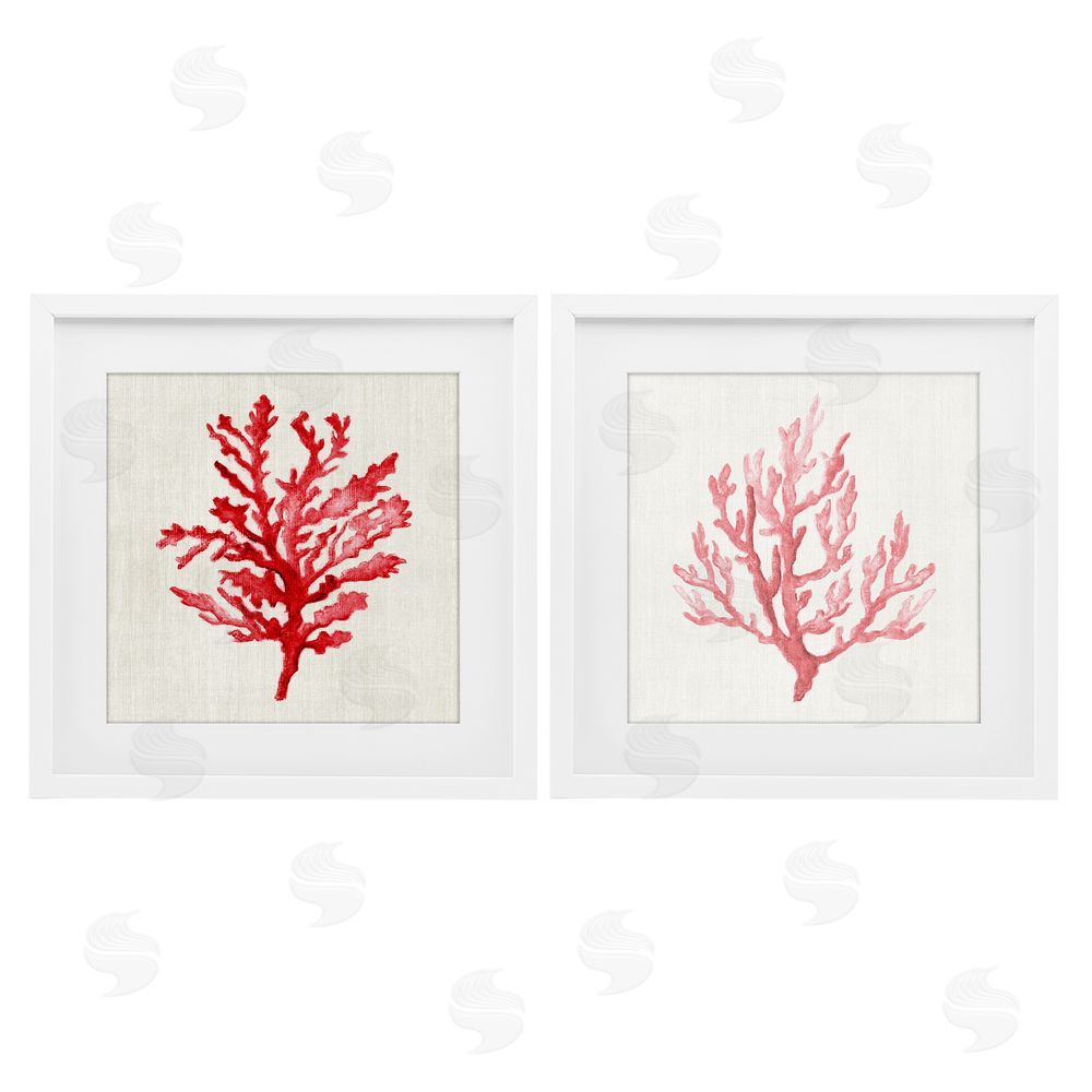 Janet Tava Rosy Pink Coral Branches White Framed Print Under Glass Wall Art