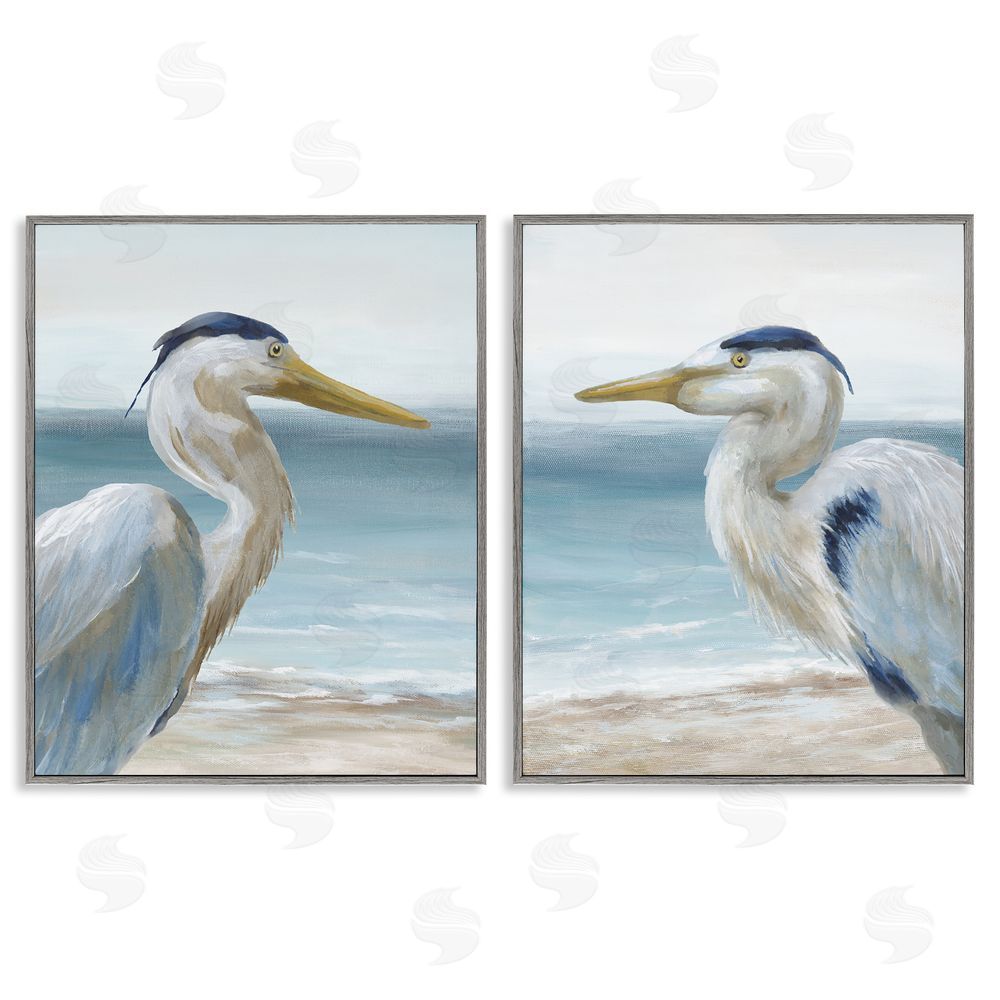 Nan Tranquil Gaze Herons Gray Framed Giclee Wall Art Print