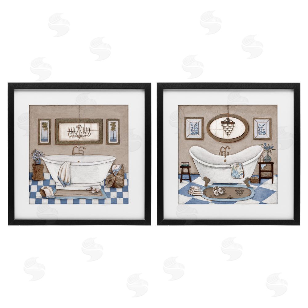 Janet Tava Tiled Bathroom Views Black Framed Print Under Glass Wall Art