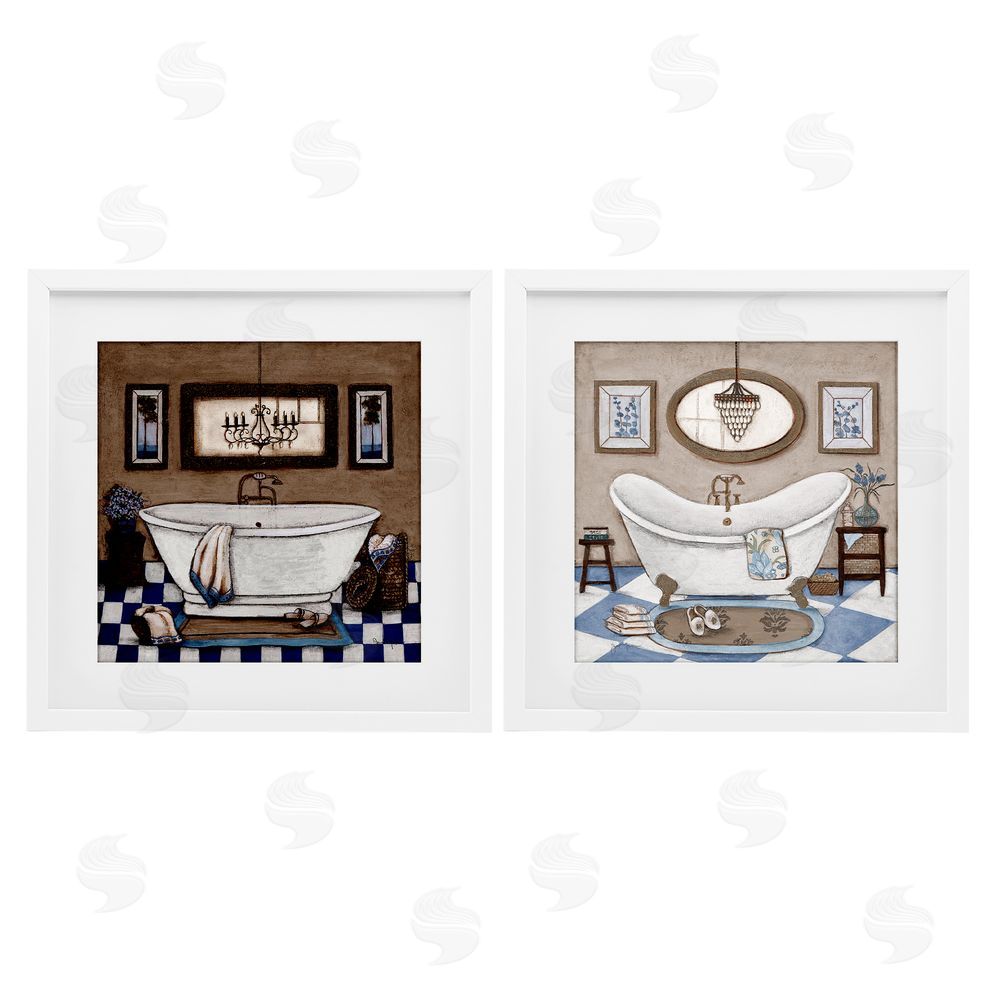 Janet Tava Tiled Bathroom Views White Framed Print Under Glass Wall Art
