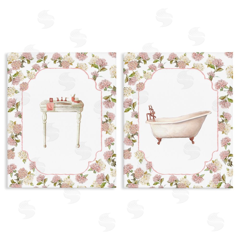 Carol Robinson Elegant Hydrangeas Bathroom Stretched Canvas Wall Art Print