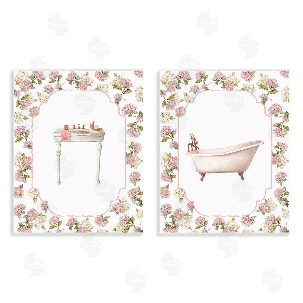 Carol Robinson Elegant Hydrangeas Bathroom Wooden Wall Plaque Art Print