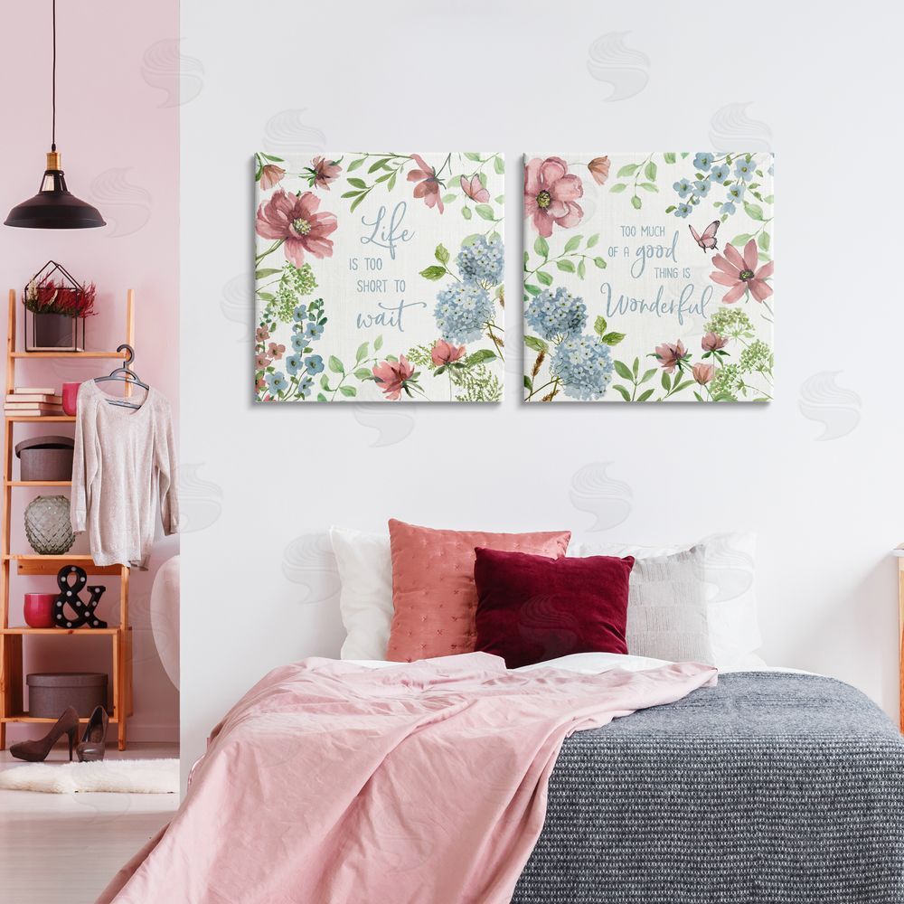 Nan Uplifting Floral Quotes Stretched Cavas Wall Art Set in Room