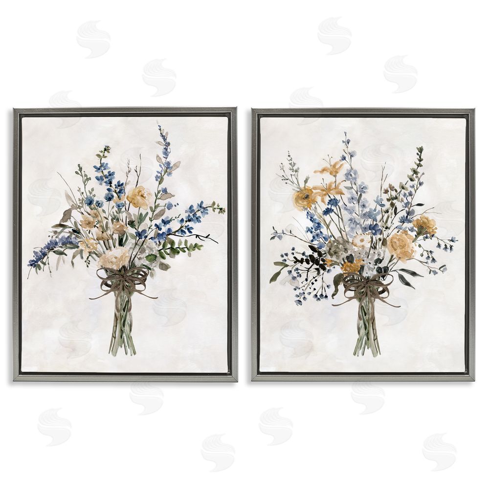 Carol Robinson Bushels of Herbs Gray Floating Frame Canvas Wall Art Print