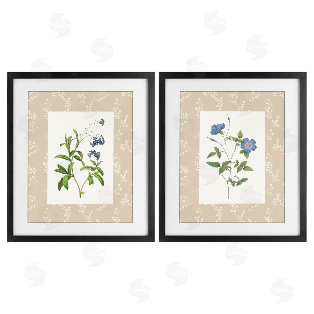 Val Rhodes Herbs on Beige Botanicals Black Framed Print Under Glass Wall Art
