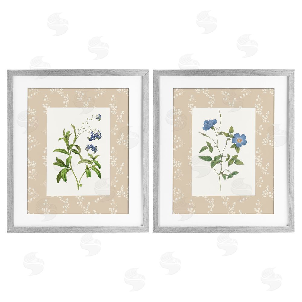 Val Rhodes Herbs on Beige Botanicals Gray Framed Print Under Glass Wall Art