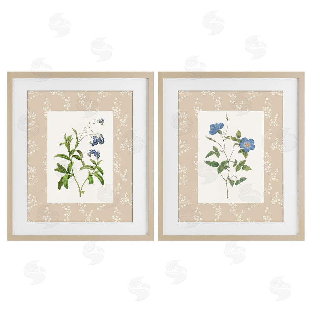 Val Rhodes Herbs on Beige Botanicals Brown Framed Print Under Glass Wall Art